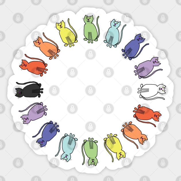 Cute Circle Rainbow Cat Graphic Sticker by ellenhenryart